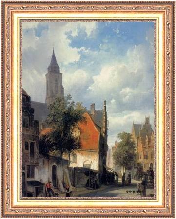 framed  unknow artist European city landscape, street landsacpe, construction, frontstore, building and architecture. 327, Ta3070-1